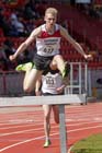 Barry Maskell (Gateshead) winning the 3000 metres steeplechase at the North Eastern Champs, Gateshead.